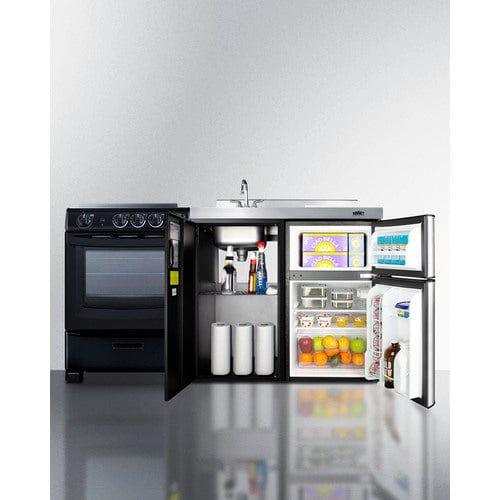 Summit Prefabricated Kitchens & Kitchenettes Summit 63" Wide All-in-One Kitchenette with Electric Range ACK63ELSTB