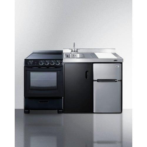 Summit Prefabricated Kitchens & Kitchenettes Summit 63" Wide All-in-One Kitchenette with Electric Range ACK63ELSTB