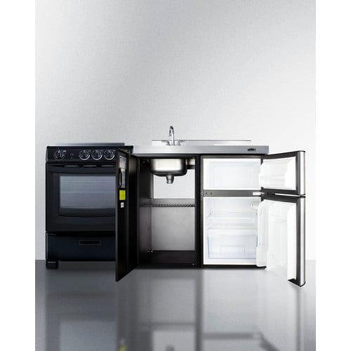 Summit Prefabricated Kitchens & Kitchenettes Summit 63" Wide All-in-One Kitchenette with Electric Range ACK63ELSTB