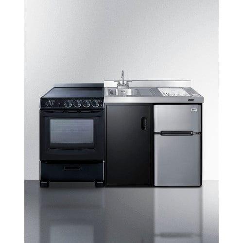 Summit Prefabricated Kitchens & Kitchenettes Summit 63" Wide All-in-One Kitchenette with Electric Range ACK63ELSTB