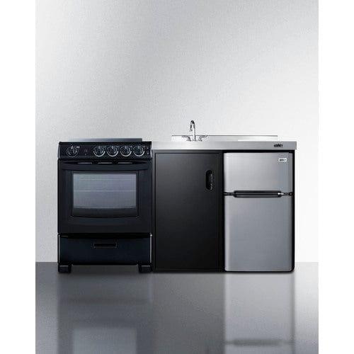 Summit Prefabricated Kitchens & Kitchenettes Summit 63" Wide All-in-One Kitchenette with Electric Range ACK63ELSTB