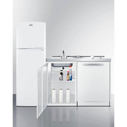 Summit Prefabricated Kitchens &amp; Kitchenettes Summit 71&quot; Wide All-In-One Kitchenette with Dishwasher ACKDW721G