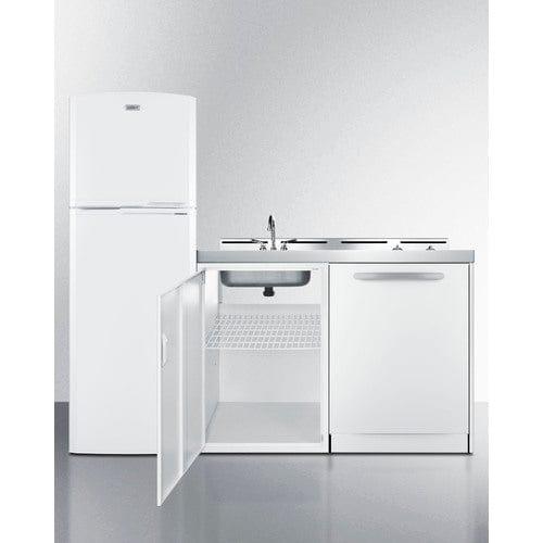 Summit Prefabricated Kitchens &amp; Kitchenettes Summit 71&quot; Wide All-In-One Kitchenette with Dishwasher ACKDW721G