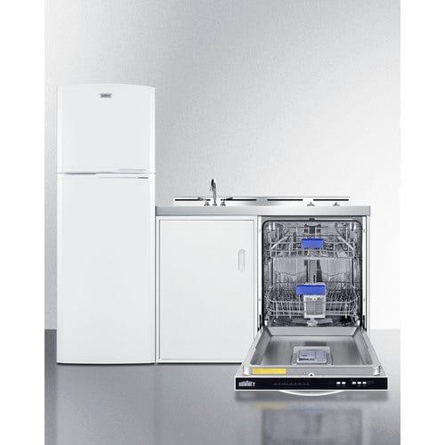 Summit Prefabricated Kitchens &amp; Kitchenettes Summit 71&quot; Wide All-In-One Kitchenette with Dishwasher ACKDW721G