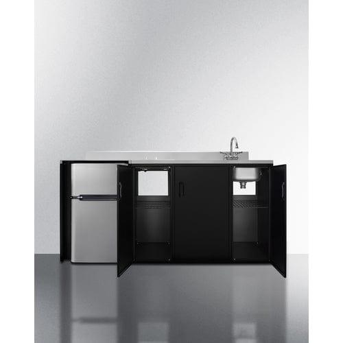 Summit Prefabricated Kitchens &amp; Kitchenettes Summit 72&quot; Wide All-In-One Kitchenette, ADA Counter Height CK72ADASINKR