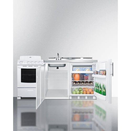 Summit Prefabricated Kitchens &amp; Kitchenettes Summit 72&quot; Wide All-in-One Kitchenette with Electric Coil Range ACK72COILW