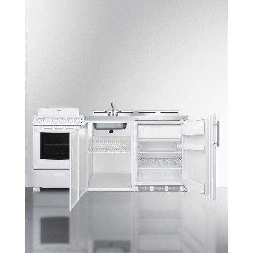 Summit Prefabricated Kitchens &amp; Kitchenettes Summit 72&quot; Wide All-in-One Kitchenette with Electric Coil Range ACK72COILW