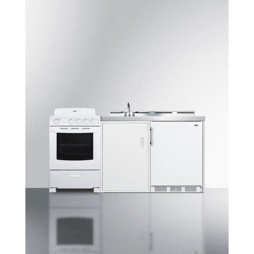 Summit Prefabricated Kitchens & Kitchenettes Summit 72" Wide All-in-One Kitchenette with Electric Coil Range ACK72COILW