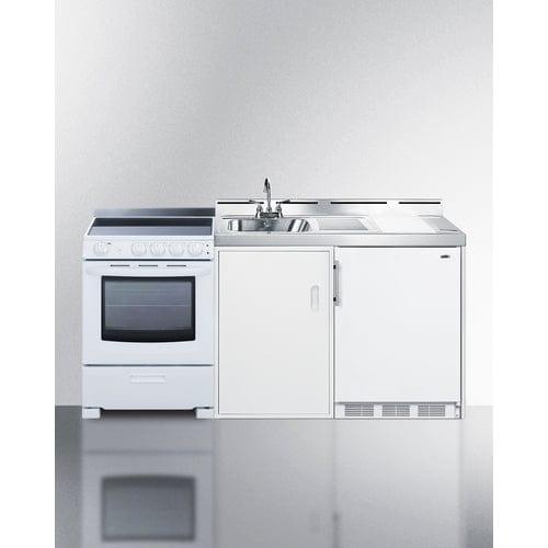 Summit Prefabricated Kitchens & Kitchenettes Summit 72" Wide All-in-One Kitchenette with Electric Range ACK72ELSTW