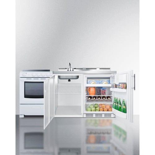 Summit Prefabricated Kitchens &amp; Kitchenettes Summit 72&quot; Wide All-in-One Kitchenette with Electric Range ACK72ELSTW