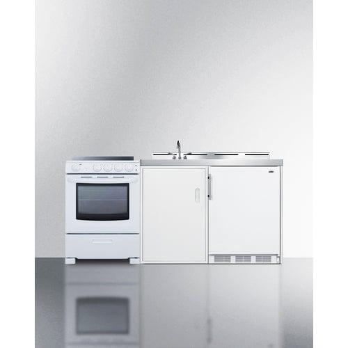 Summit Prefabricated Kitchens & Kitchenettes Summit 72" Wide All-in-One Kitchenette with Electric Range ACK72ELSTW