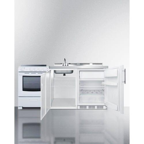 Summit Prefabricated Kitchens & Kitchenettes Summit 72" Wide All-in-One Kitchenette with Electric Range ACK72ELSTW
