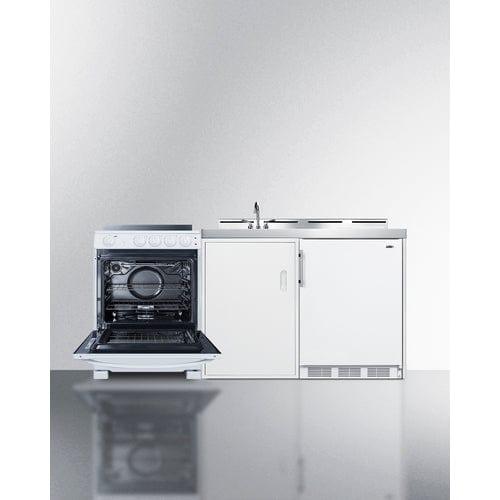 Summit Prefabricated Kitchens & Kitchenettes Summit 72" Wide All-in-One Kitchenette with Electric Range ACK72ELSTW