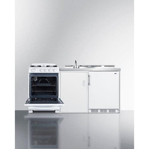Summit Prefabricated Kitchens & Kitchenettes Summit 72" Wide All-in-One Kitchenette with Gas Range ACK72GASW