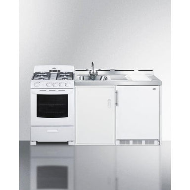 Summit Prefabricated Kitchens & Kitchenettes Summit 72" Wide All-in-One Kitchenette with Gas Range ACK72GASW