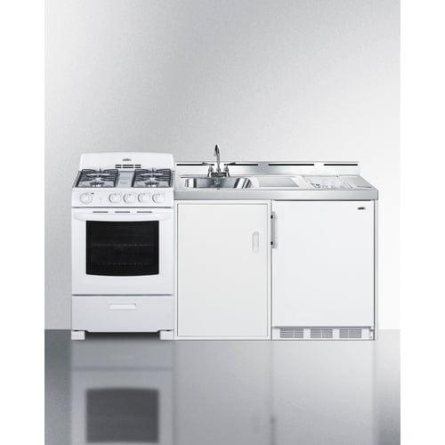 Summit Prefabricated Kitchens & Kitchenettes Summit 72" Wide All-in-One Kitchenette with Gas Range ACK72GASW