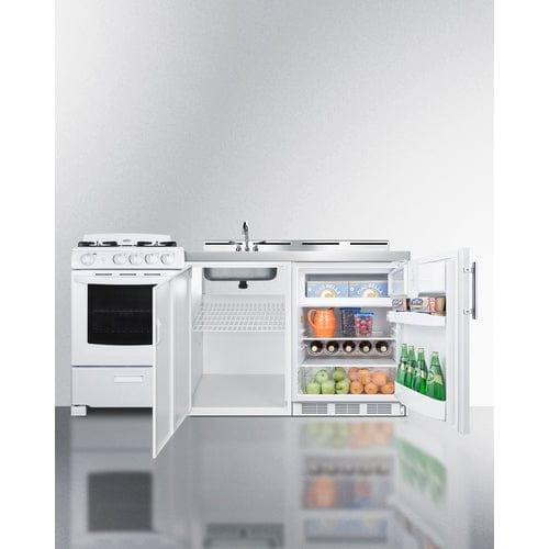 Summit Prefabricated Kitchens & Kitchenettes Summit 72" Wide All-in-One Kitchenette with Gas Range ACK72GASW