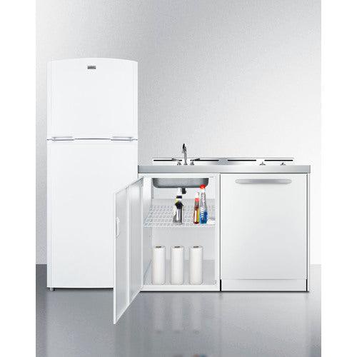 Summit Prefabricated Kitchens & Kitchenettes Summit 75" All-in-One Kitchenette w/ Glass Cooktop (ACKDW751G)
