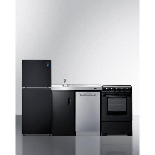 Summit Kitchennettes Summit 80&quot; Wide All-In-One Kitchenette with Range and Dishwasher ACK80HT