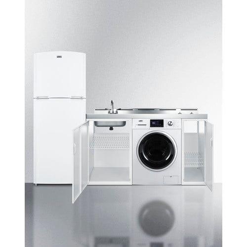 Summit Prefabricated Kitchens & Kitchenettes Summit 86" Wide All-In-One Kitchenette with Washer/Dryer Combo ACKSPWD861G