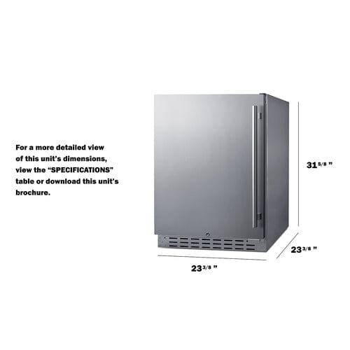 Summit Healthcare Refrigerator Summit AL55OSCSSLHD 24" Built-In Outdoor Refrigerator, ADA Compliant
