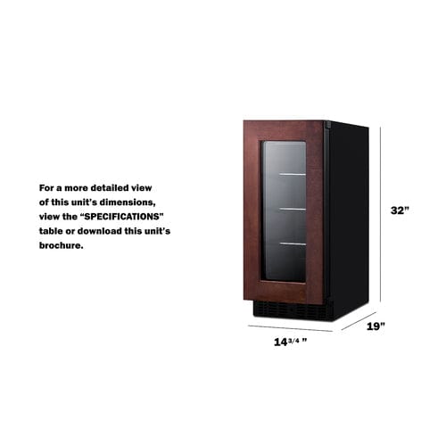 Summit Healthcare Refrigerator Summit ASDG1521PNR 15" Wide Built-In Beverage Center, ADA Compliant (Panel Not Included)