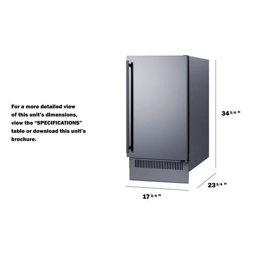 Summit Healthcare Refrigerator Summit BIM182 18" Wide Clear Icemaker