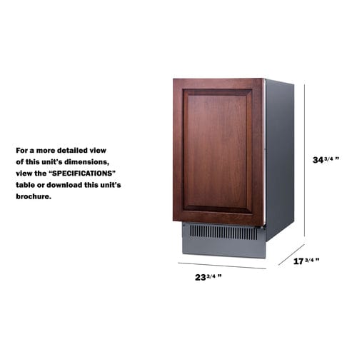 Summit Healthcare Refrigerator Summit BIM182IF 18" Wide Clear Icemaker (Panel Not Included)