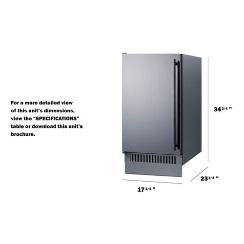 Summit Healthcare Refrigerator Summit BIM182LHD 18" Wide Clear Icemaker