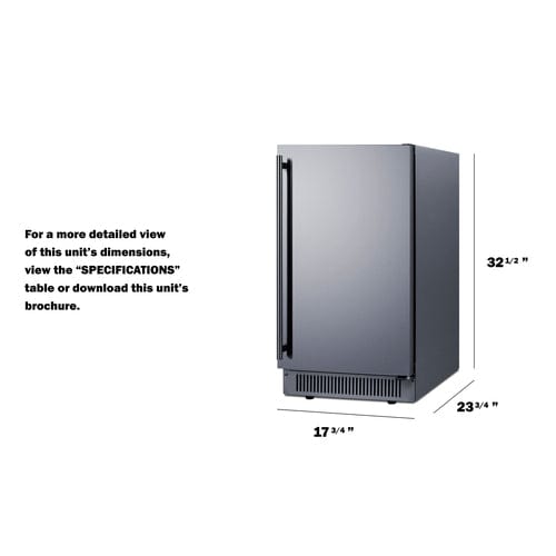 Summit Healthcare Refrigerator Summit BIM182OSADA 18" Wide Outdoor Clear Icemaker, ADA Compliant