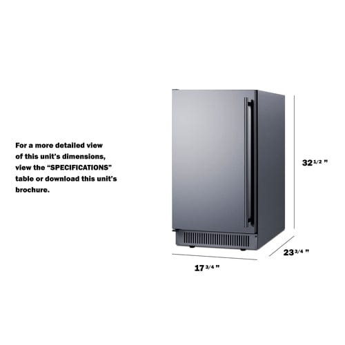 Summit Ice Makers Summit BIM182OSADALHD | 18" Wide Outdoor Clear Icemaker | ADA