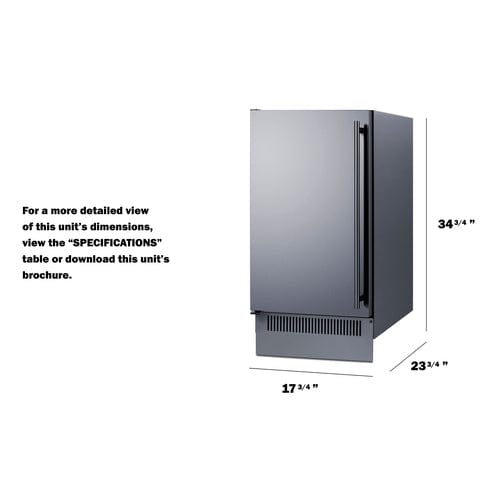 Summit Healthcare Refrigerator Summit BIM182OSLHD 18&quot; Wide Outdoor Clear Icemaker