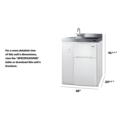 Summit Prefabricated Kitchens & Kitchenettes Summit C30IND | 30" Wide All-In-One Kitchenette
