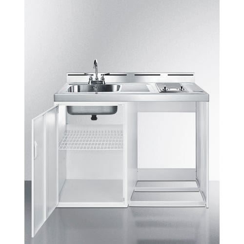 Summit Prefabricated Kitchens & Kitchenettes Summit C48ELGLASSNR | 48" Wide All-In-One Kitchenette