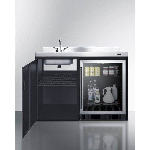 Summit Prefabricated Kitchens & Kitchenettes Summit CK48NCSINKL | 48" Wide All-In-One Kitchenette