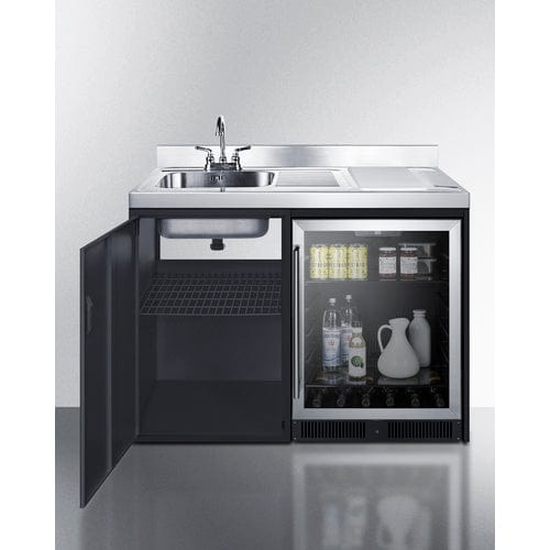 Summit Prefabricated Kitchens & Kitchenettes Summit CK48NCSINKL | 48" Wide All-In-One Kitchenette