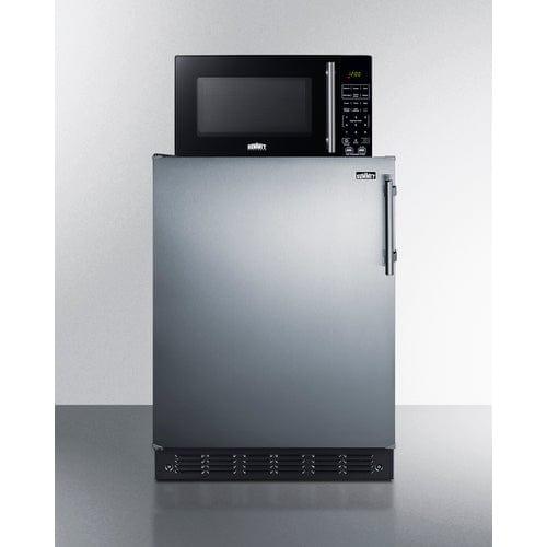 Summit Prefabricated Kitchens &amp; Kitchenettes Summit Microwave/Refrigerator Combination with Allocator MRF6BK2SSALHD