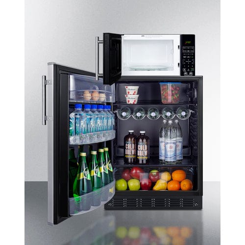 Summit Prefabricated Kitchens &amp; Kitchenettes Summit Microwave/Refrigerator Combination with Allocator MRF6BK2SSALHD