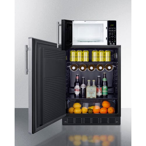 Summit Prefabricated Kitchens &amp; Kitchenettes Summit Microwave/Refrigerator Combination with Allocator MRF708BLSSALHD