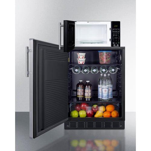 Summit Prefabricated Kitchens &amp; Kitchenettes Summit Microwave/Refrigerator Combination with Allocator MRF708BLSSALHD