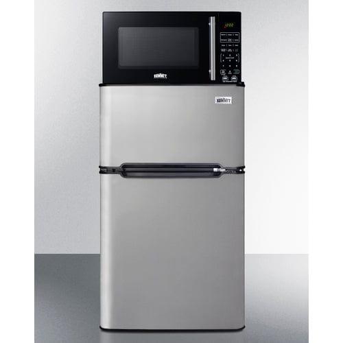 Summit Prefabricated Kitchens &amp; Kitchenettes Summit Microwave/Refrigerator-Freezer Combination with Allocator MRF34BSSA