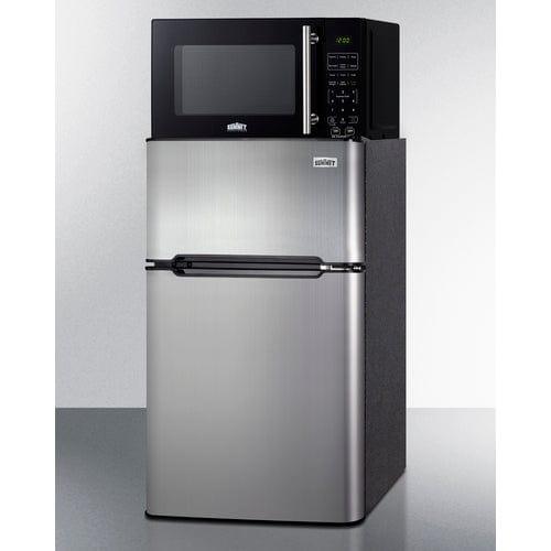 Summit Prefabricated Kitchens &amp; Kitchenettes Summit Microwave/Refrigerator-Freezer Combination with Allocator MRF34BSSA