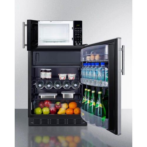 Summit Prefabricated Kitchens & Kitchenettes Summit Microwave/Refrigerator-Freezer Combination with Allocator MRF66BK2SSA