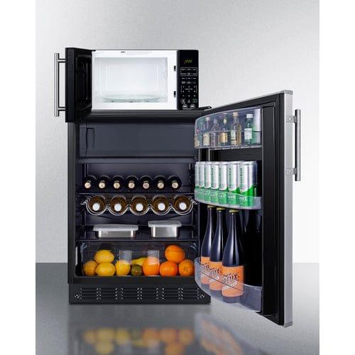 Summit Prefabricated Kitchens & Kitchenettes Summit Microwave/Refrigerator-Freezer Combination with Allocator MRF66BK2SSA