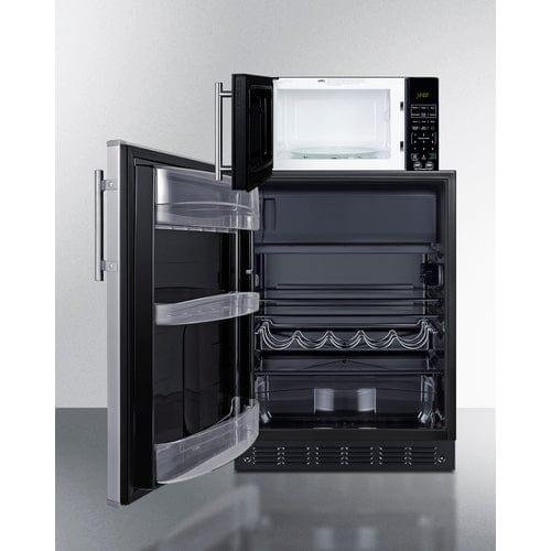 Summit Prefabricated Kitchens & Kitchenettes Summit Microwave/Refrigerator-Freezer Combination with Allocator MRF66BK2SSALHD
