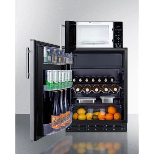 Summit Prefabricated Kitchens & Kitchenettes Summit Microwave/Refrigerator-Freezer Combination with Allocator MRF66BK2SSALHD