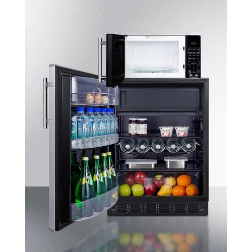 Summit Prefabricated Kitchens & Kitchenettes Summit Microwave/Refrigerator-Freezer Combination with Allocator MRF66BK2SSALHD