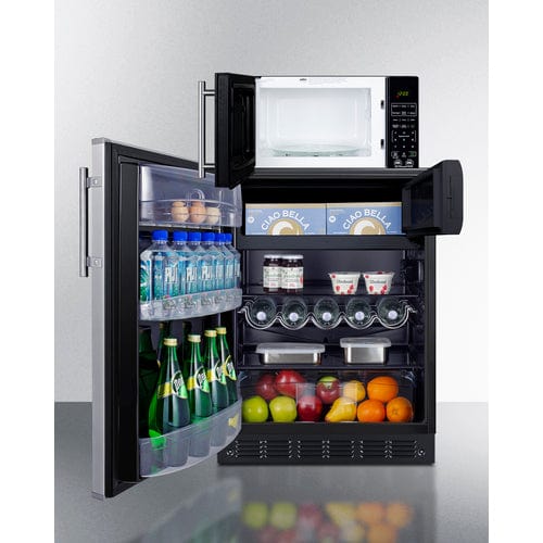 Summit Prefabricated Kitchens &amp; Kitchenettes Summit Microwave/Refrigerator-Freezer Combination with Allocator MRF66BK2SSALHD