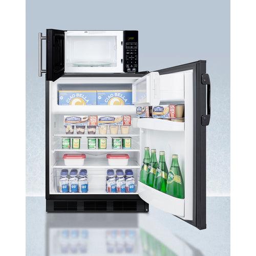 Summit Prefabricated Kitchens &amp; Kitchenettes Summit Microwave/Refrigerator-Freezer Combination with Allocator MRF66BKA