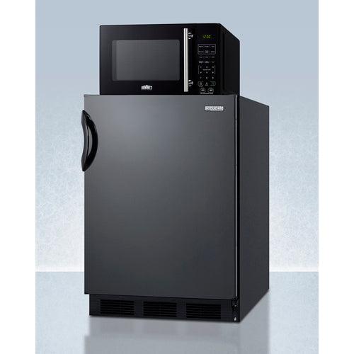 Summit Prefabricated Kitchens &amp; Kitchenettes Summit Microwave/Refrigerator-Freezer Combination with Allocator MRF66BKA